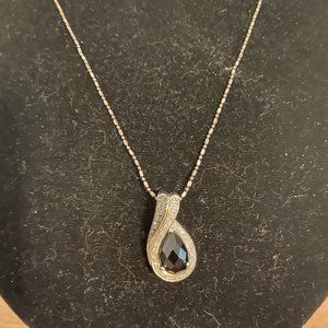 silver & pear cut black onyx necklace and cocktail ring.